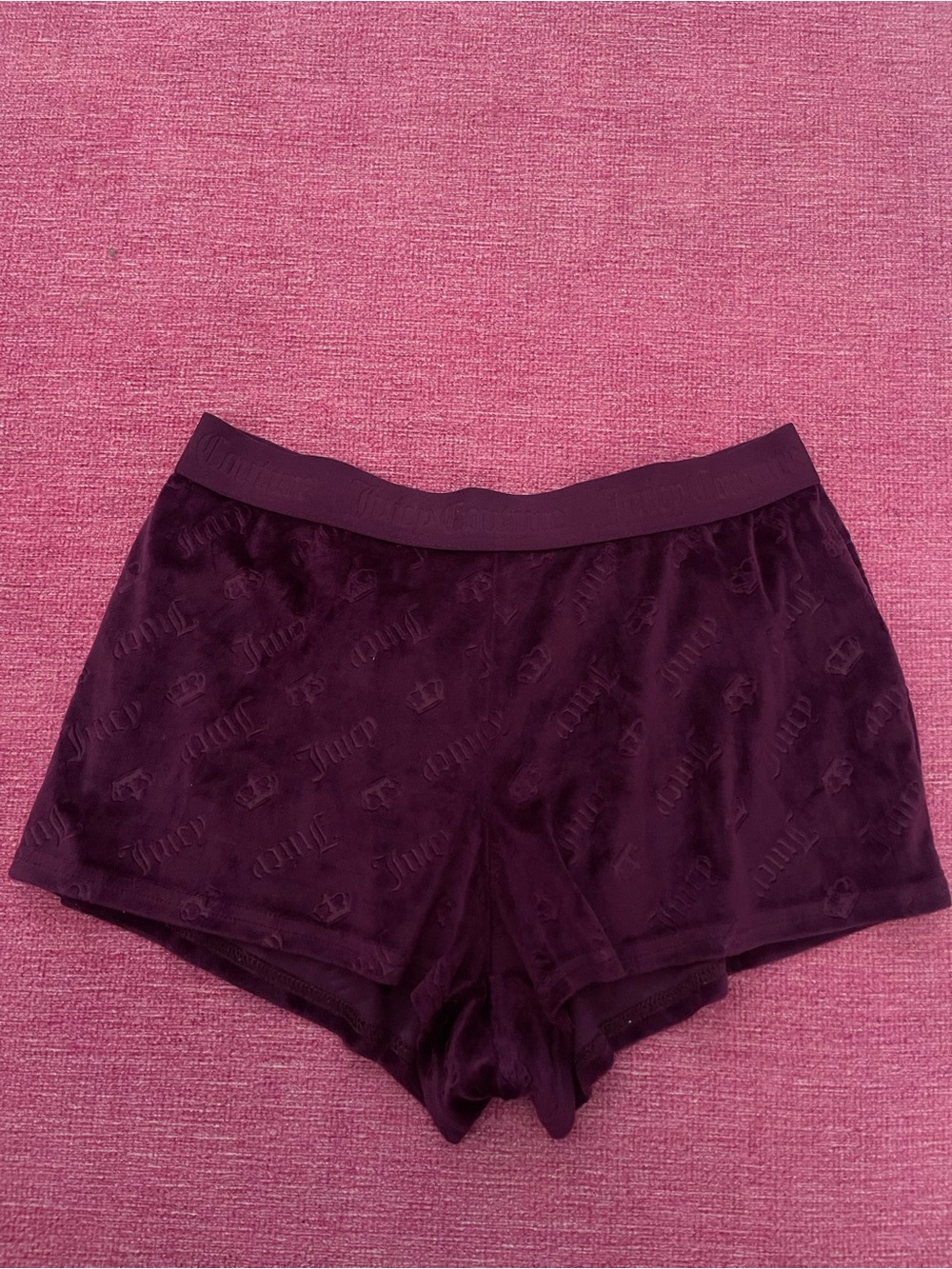 Juicy Couture Velvet Lounge Shorts in Plum